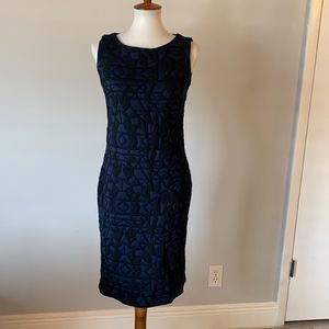 [Ronen Chen] Black/Blue Textured Dress - Size 4